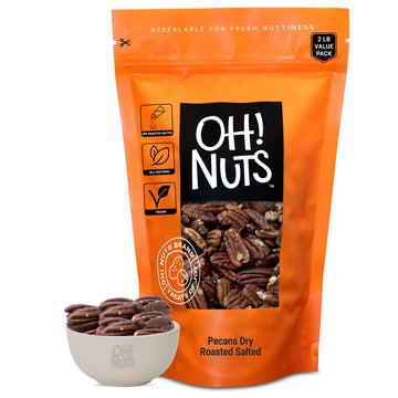 Pecans | Dry Roasted Salted | 2 lb | Oil-Free, All Natural Pecans | Packed in New York Zip-Seal Bag for Exceptional Freshness by