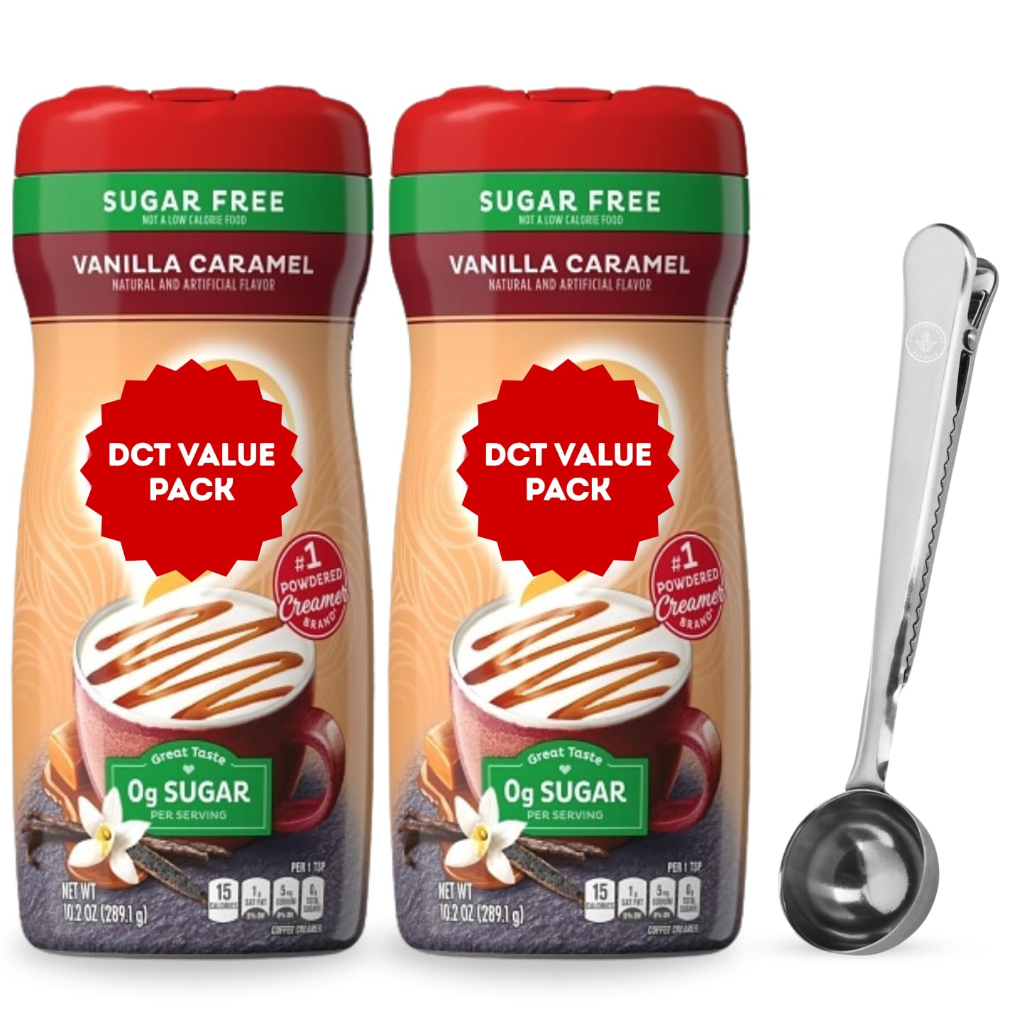 DIRECT COFFEE TEA EST 2019 Sugar-Free Vanilla Caramel Powder Coffee Creamer, Non-Dairy, Gluten-Free, 10.2 oz Canister (2-Pack)