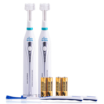 Triple Bristle Go  Portable Aa Battery Sonic Toothbrush For Travel  Three Powerful Modes  Soft Nylon Bristles-Also For Autistic