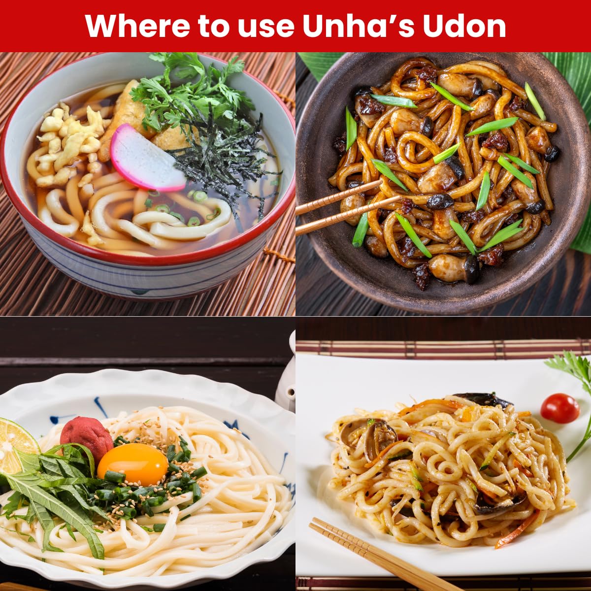 Unha'S Japanese Sanuki Fresh Udon Noodles, Jumbo Style Chewy Noodles With No Soup, Quick And Easy, Individual Pack 22 Oz (200G/3