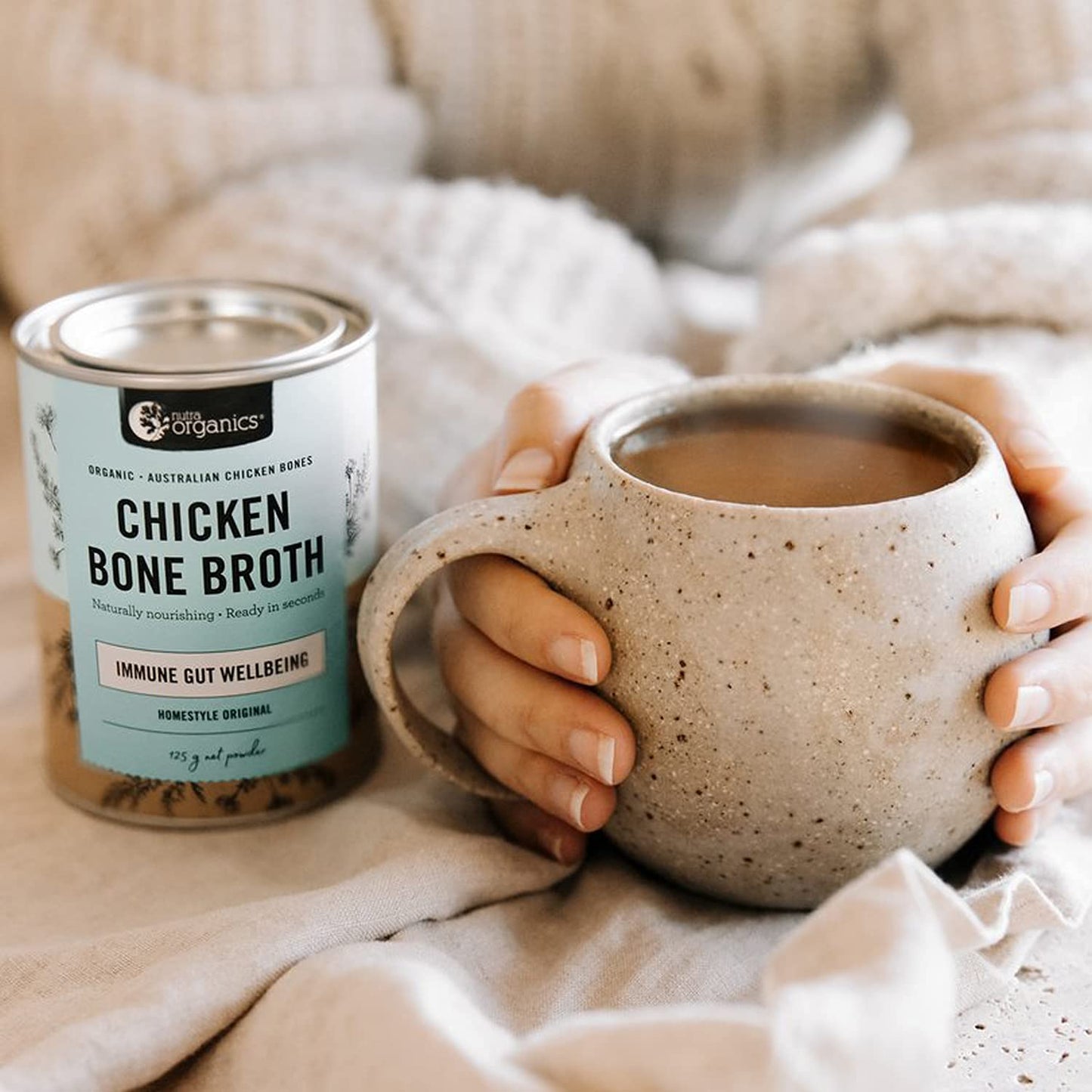 Nutra Organics Chicken Bone Broth Soup - Homestyle Original Flavor Chicken Stock Concentrate For Immune Wellbeing, Gut Health an