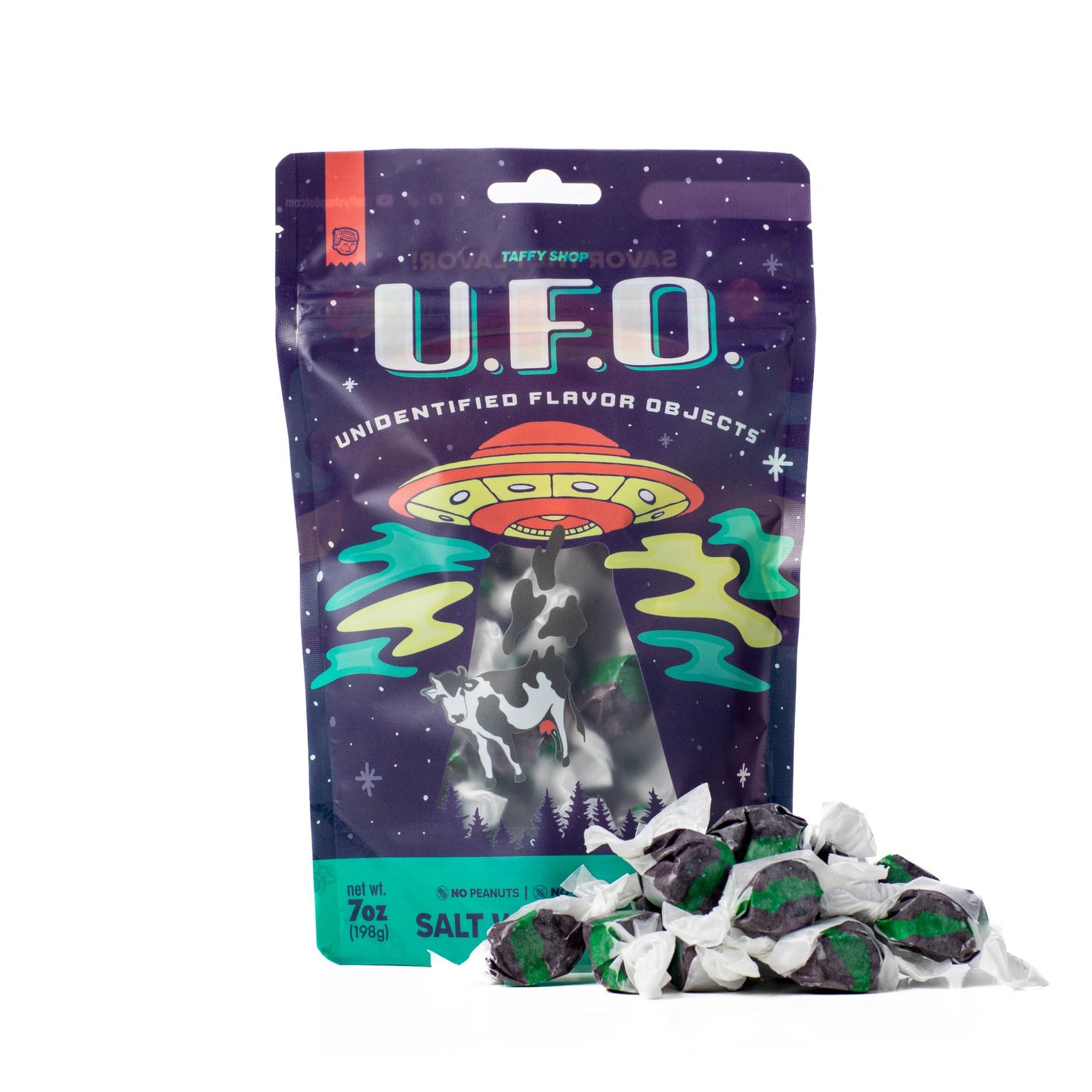 Taffy Shop U.F.O, Mystery Flavor Salt Water Taffy - Gourmet Soft Chewy Candy, Bulk Sweet Snack, Fresh Gift & Gluten-Free, 35 Ind