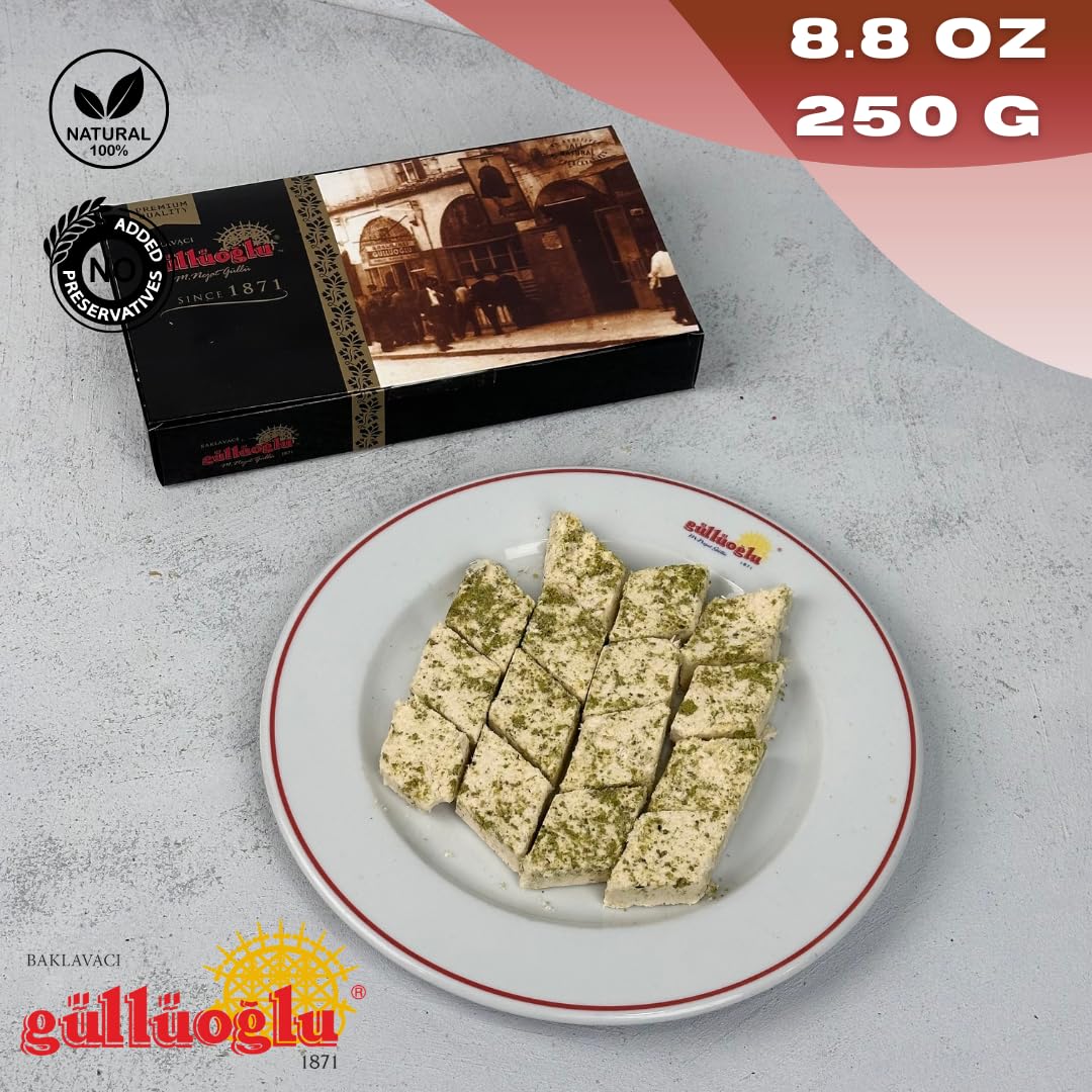 GÜLLÜOGLU Ottoman Pistachio Halva, Floss Style Turkish Delight, 8.8 oz / 250g, Authentic Traditional Dessert, Sweet & Nutty Treat