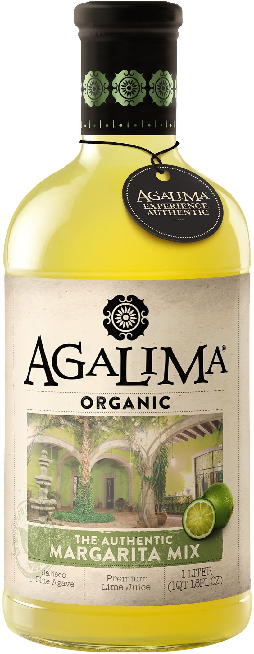 AGALIMA Organic Authentic Margarita Drink Mix, All Natural, 1 Liter (33.81 Fl Oz) Glass Bottle, Individually Boxed