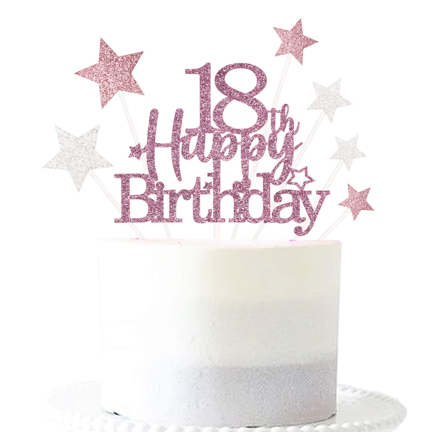 Pargleev Glittery 18th Birthday Cake Topper - Rose Gold, Paper, Model hbcp-mgjjcp18-230926