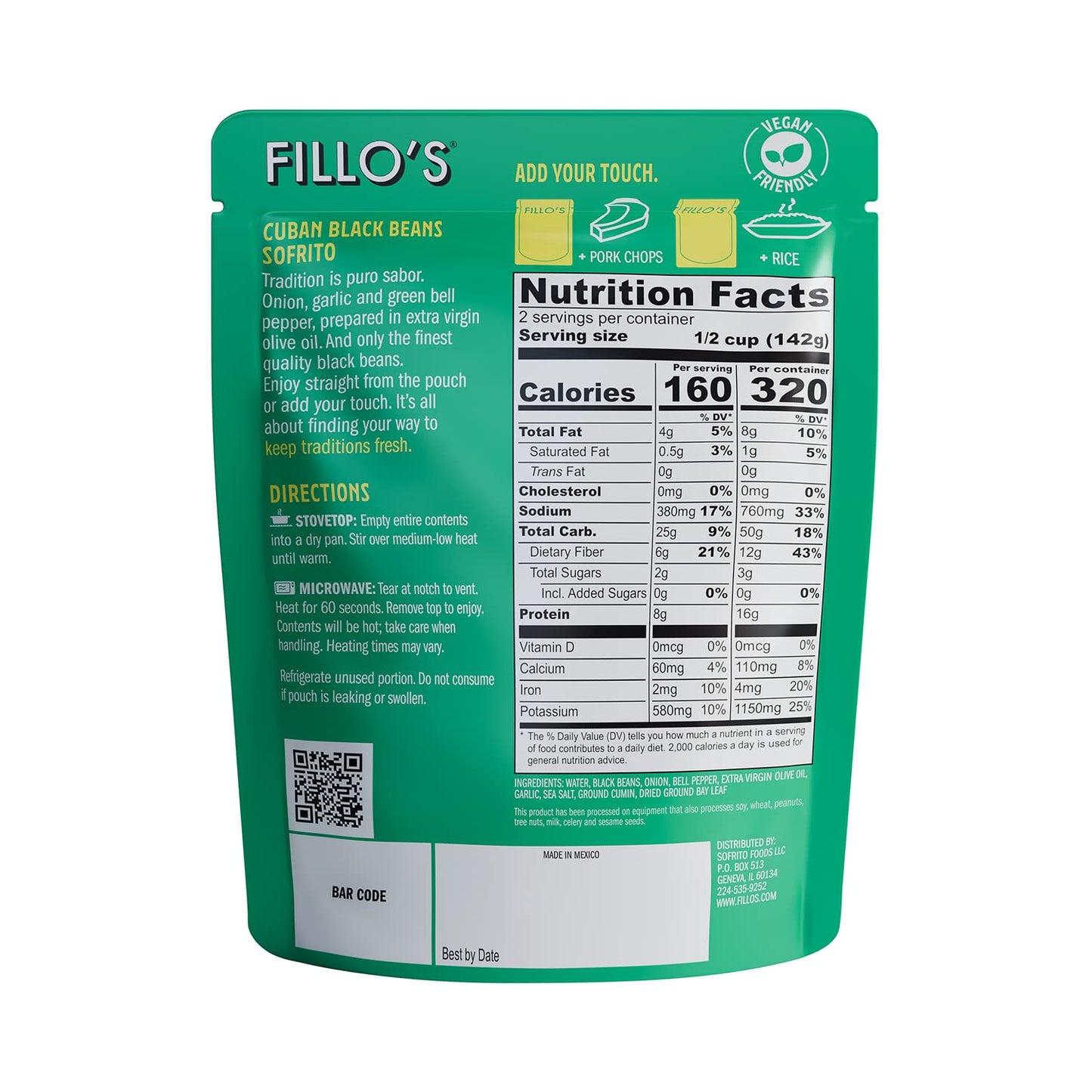FILLOS Cuban Black Beans And Sofrito, 10 OZ