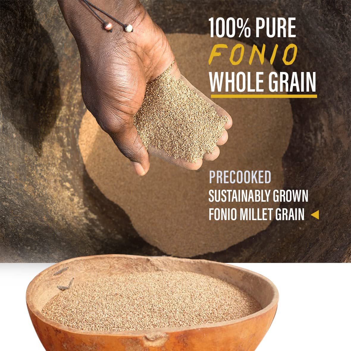 Yolele Fonio African Supergrain Ancient grains Precooked gluten-Free Non gMO Organic Fonio grain Vegan Protein High Fiber Super