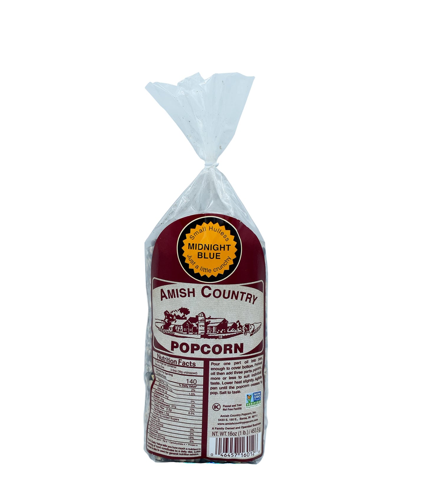 Amish Country Popcorn | 1 Lb Midnight Blue Kernels | Old Fashioned, Non-Gmo And Gluten Free (1Lb Bag)