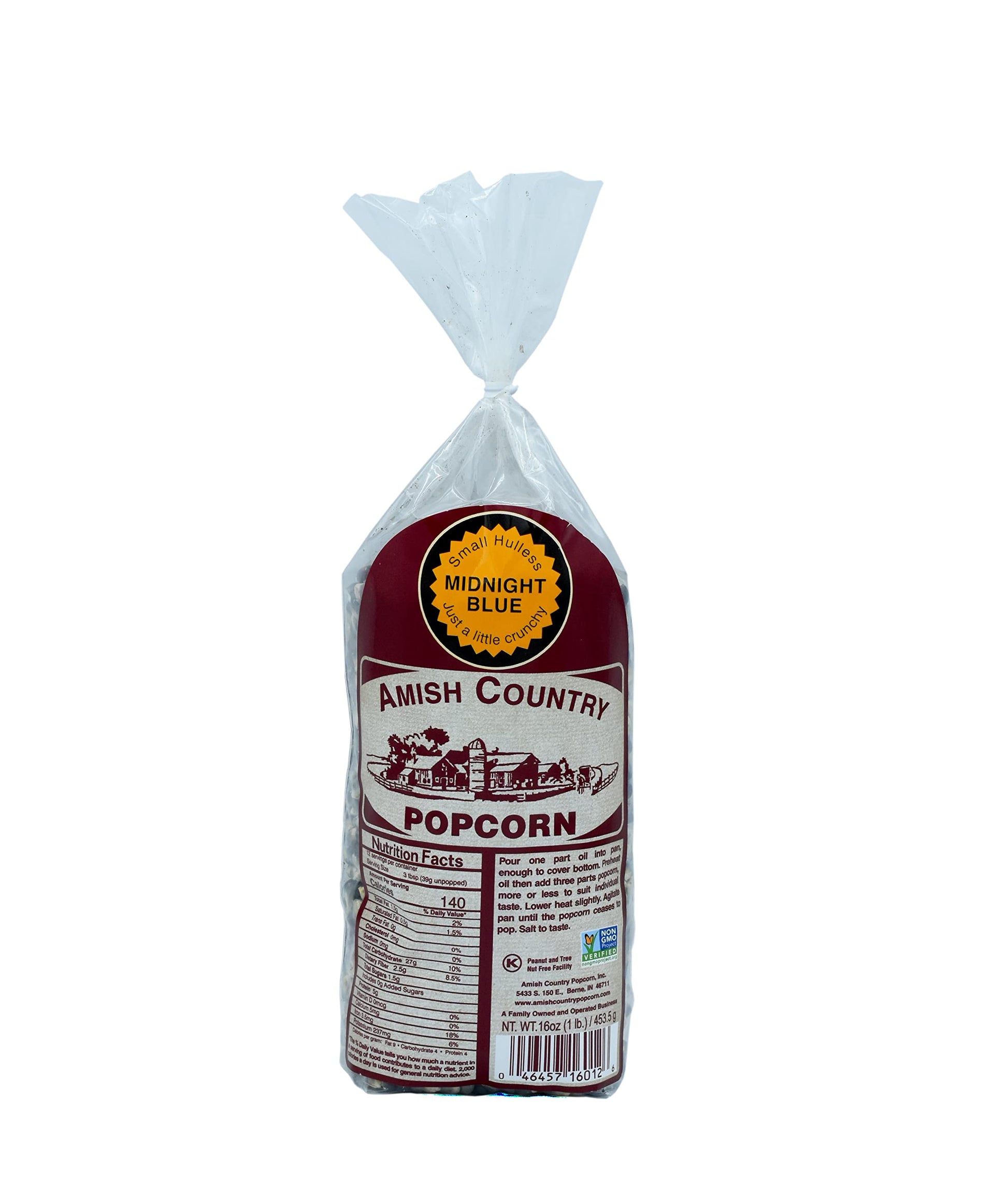 Amish Country Popcorn | 1 Lb Midnight Blue Kernels | Old Fashioned, Non-Gmo And Gluten Free (1Lb Bag)