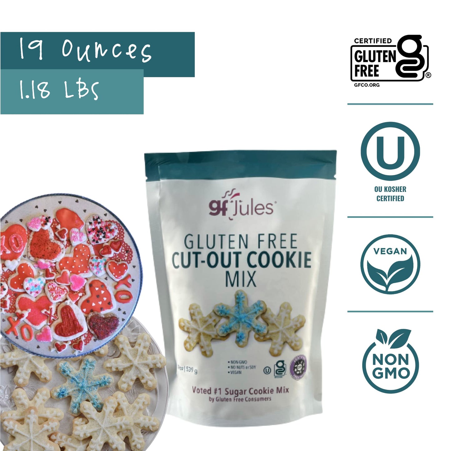 gfJules Certified Gluten Free Cut Out Cookie Baking Mix | No Grit, Non-GMO, Vegan | Certified Top 9 Allergen-Free & Kosher | Mak