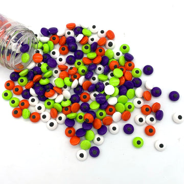 Georld 4 Colors Candy Eyeballs Eyes Cake Cupcake Toppers Halloween Cookie Dessert Sprinkles Decorations(Orange/Green/Purple/Whit