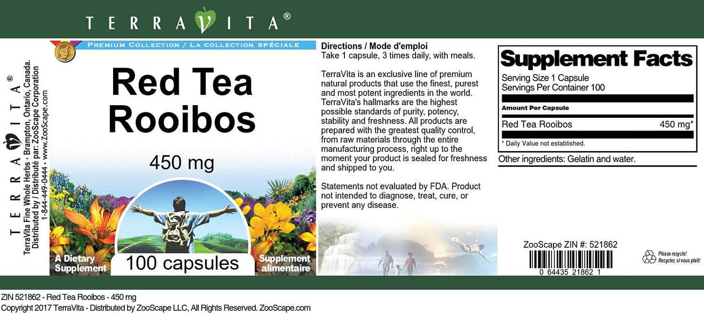 Terravita Red Tea Rooibos compact pieces - 450 mg, 100 Count (Pack of 3)