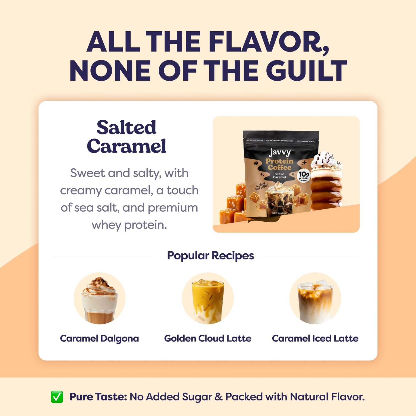 Salted Caramel Protein Iced Coffee - enhanced Whey Protein & Instant Iced Coffees - 100% Natural Cold Brew Coffee - Zero Artificial Flavors & Sweeteners  80 mg Caffeine  0g of Sugar  20 Servings