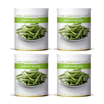 Nutristore Freeze Dried Green Beans 4-Pack | Perfect Healthy Snack | Emergency Survival Bulk Food Storage | Amazing Taste & Qual