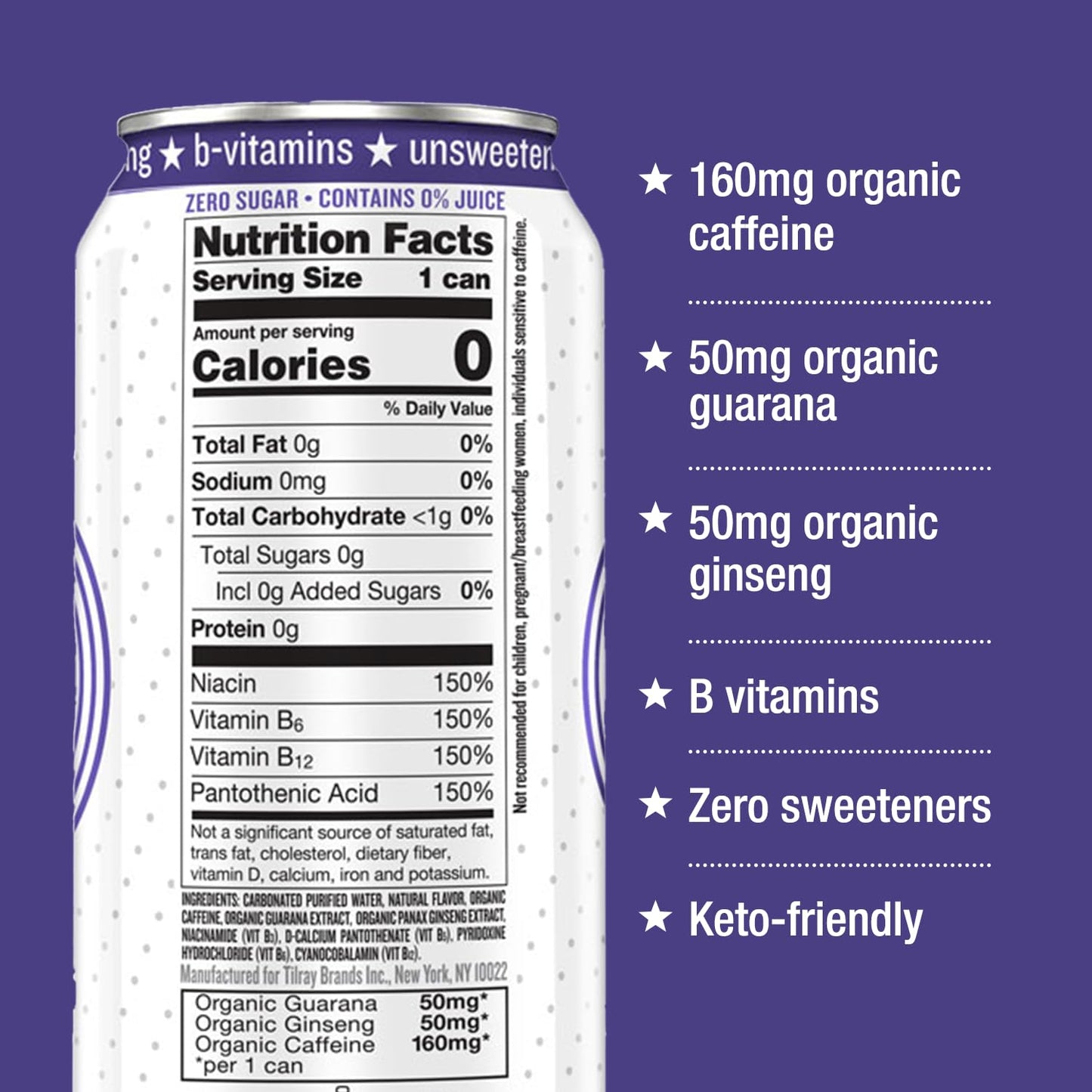 Hiball Clean Energy Seltzer Water, Caffeinated Sparkling Water, 16 Fl Oz (Pack of 8), Blackberry, Sugar Free
