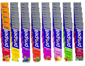 ALL 8 FLAVORS Propell Powder Packets Variety Pack, Total 40 Packets of 8 Different Flavors: Lemon, Watermelon, Black Cherry, Gra