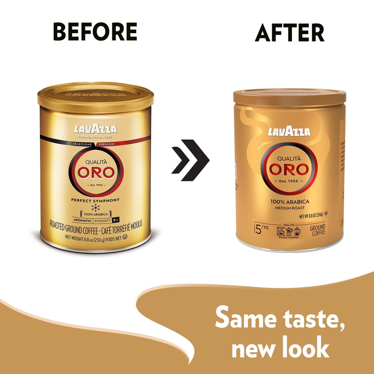 Lavazza Qualità Oro Ground Coffee, Medium Roast, 100% Arabica, 8.8 oz Tin, Pack of 4
