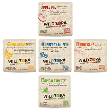 Wild Zora Instant Grain-Free Hot Cereal - Tasty Paleo Friendly Cereals, Instant Hot Meal, Breakfast To Go, Oatmeal Substitute, N