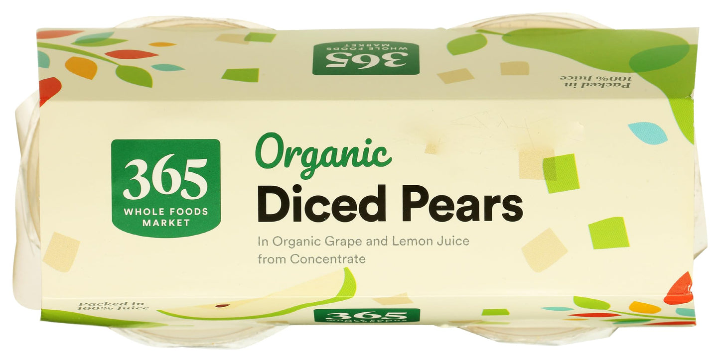 365 By Whole Foods Market, Organic Diced Pears, 4 Count, 16 Ounce