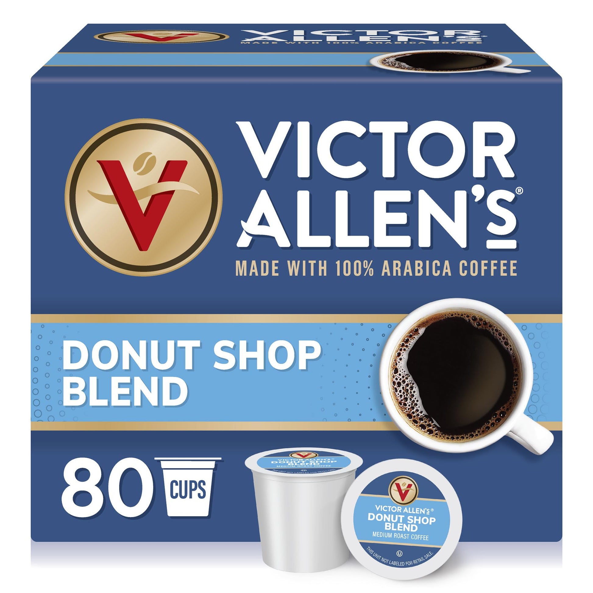 Victor Allens Coffee Donut Shop Blend Medium Roast 80 Count Single Serve Pods for Keurig K-Cup Brewers Brown