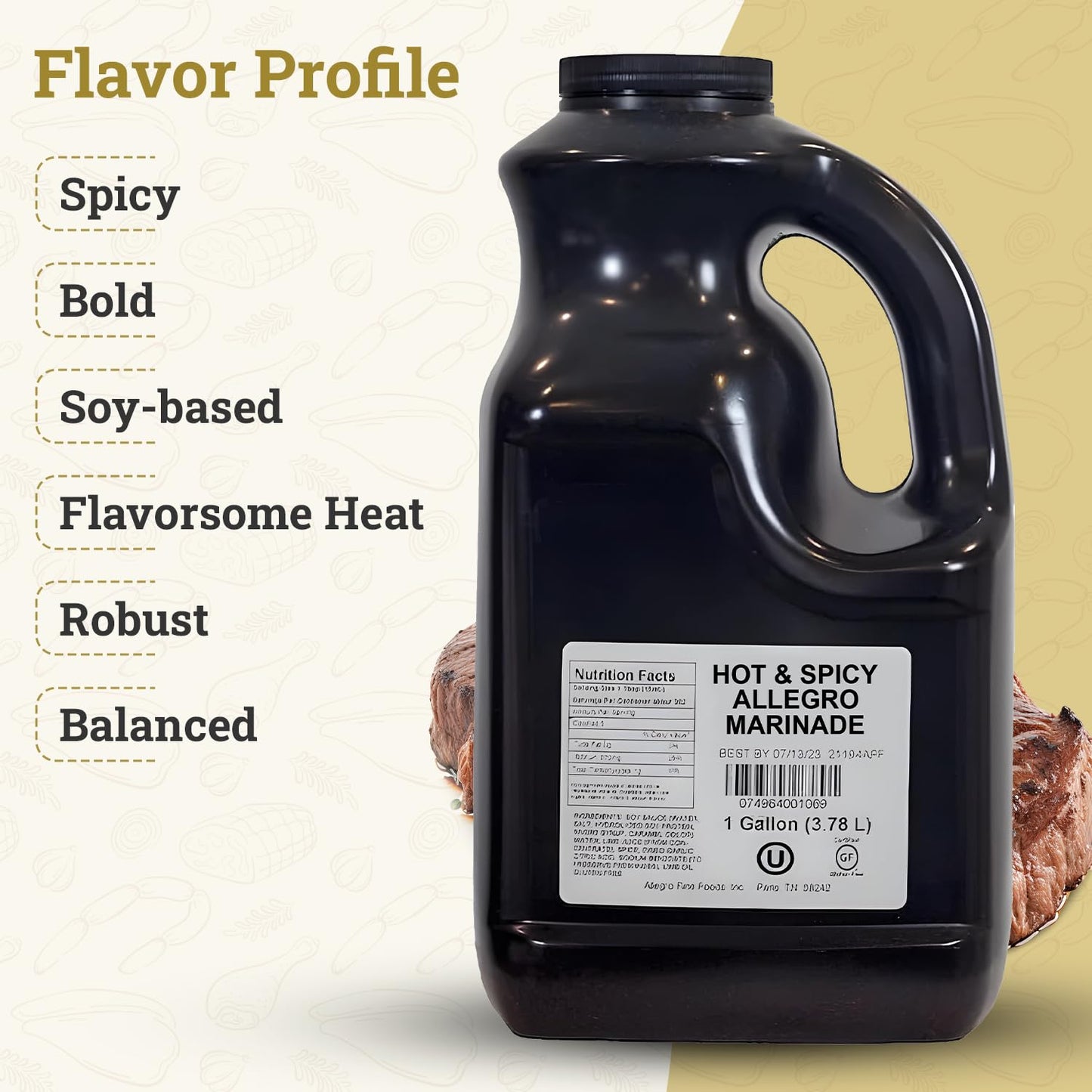 ALLEGRO - The Marinate Everything Marinades - Hot & Spicy 1 Gallon (128 oz), Pack of 1