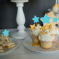 Gyufise 42Pcs Star Cupcake Toppers Blue Glitter Mixed Size Twinkle Little Star Cupcake Picks Decorations For Wedding Engagement