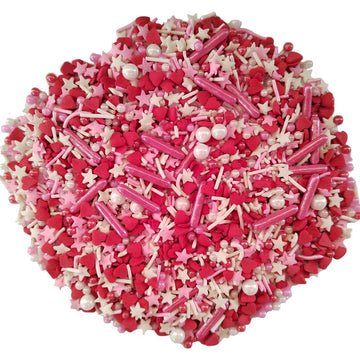 Edible Cake And Cupcake Sprinkles With Assorted Shapes And Sizes For Parties, Valentines Sprinkle Mix For Cookies, Ice Cream, Cake And Cupcake Decorating, 3.35 Oz