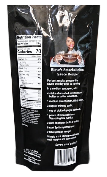 Blove's Smackalicious Sauce Seasoning Mix (Garlic) Seasoning mix for making Smackalicious Sauce by Bloveslife. Great on fish, cr