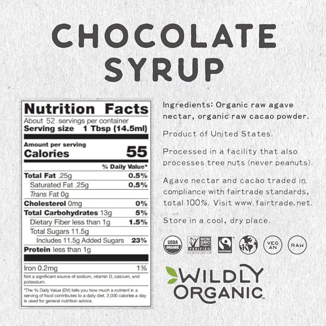 Wildly Organic Chocolate Syrup 40 Oz Glass Jar - Organic, Dairy-Free, Fair Trade, Non-Gmo, Kosher, Vegan, Premium Rich Chocolate
