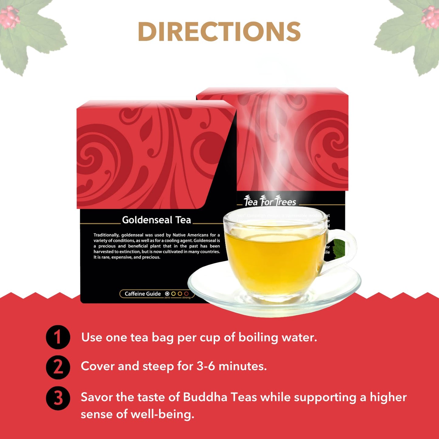 Buddha Teas Organic Goldenseal Tea - Ou Kosher, Usda Organic, Ccof Organic, 18 Bleach-Free Tea Bags