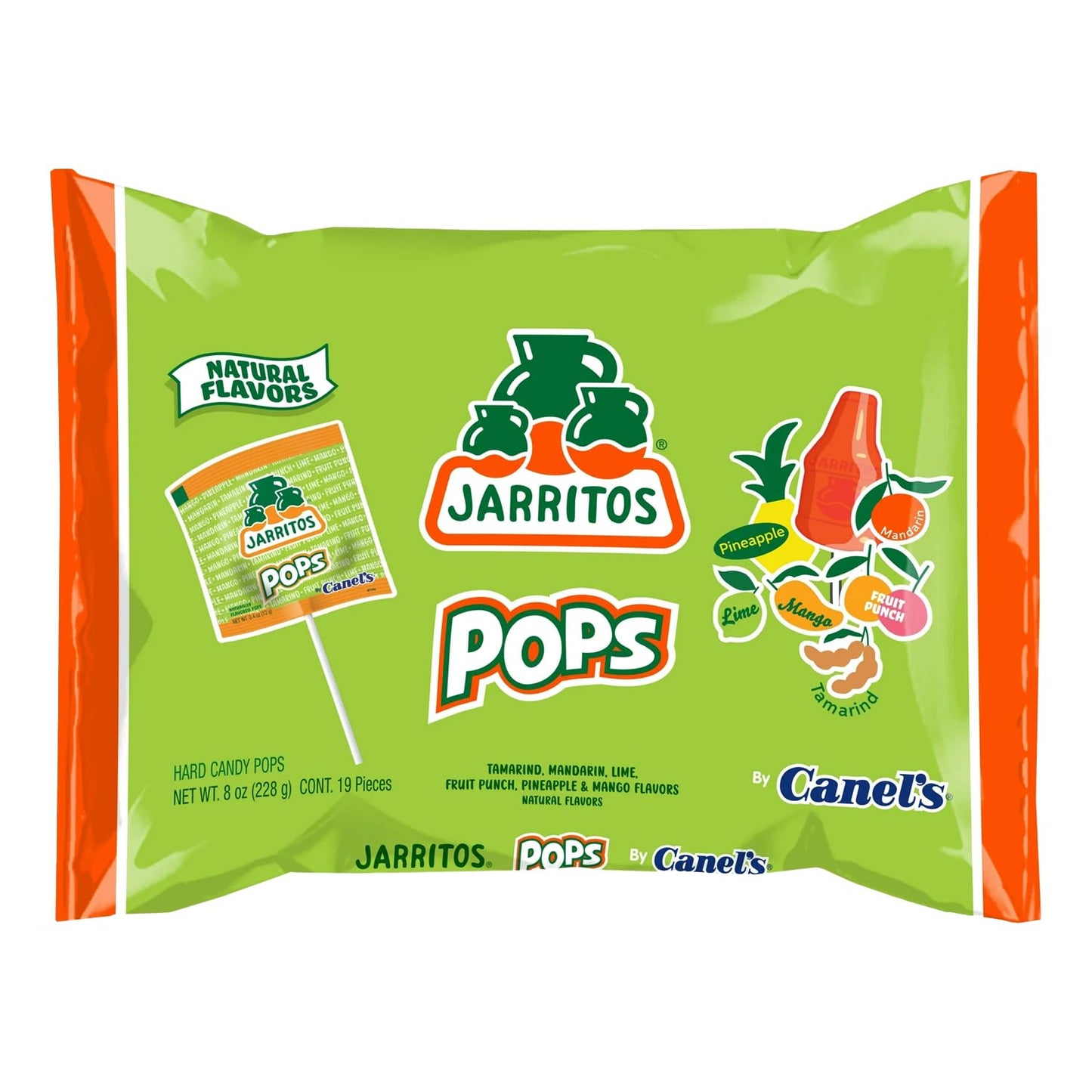 Deal Society Jarritos Lollipops - 2 Pack Bottle-Shaped Mexican Hard Candy, Natural Fruit Flavors, 7 x 10 x 2