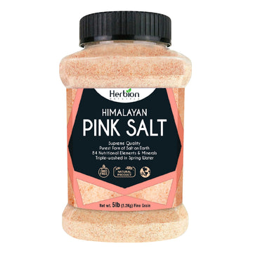 Herbion Naturals Himalayan Pink Salt Jar Fine Grain, Gmo Free, Supreme Quality Chemical Free, Vegan, Kosher Certified, Fine Grai