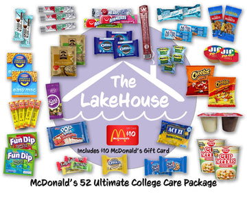 Lakehouse Student 52 College Care Package With Mcdonalds Gift Card - College Essentials Snack Box - College Snack Boxes Care Pac