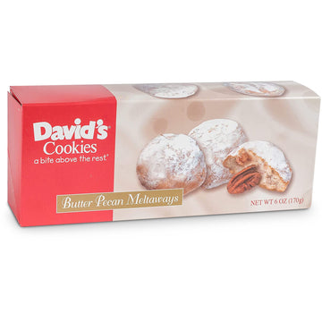 David'S Cookies Gourmet Butter Pecan Meltaway Singles - Gourmet Cookie Snacks With Crunchy Pecans And Powdered Sugar - Pure Crea
