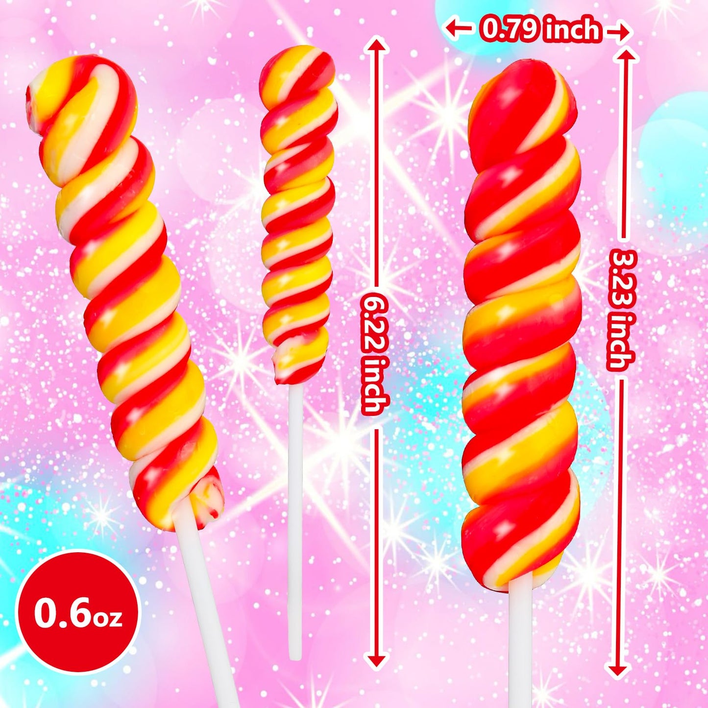 18 Pack Strawberry Red And Yellow Twisty And Swirl Lollipops Candy, Swirl Candy Lollipops Individually Wrapped Bulk, Kid'S Sucke