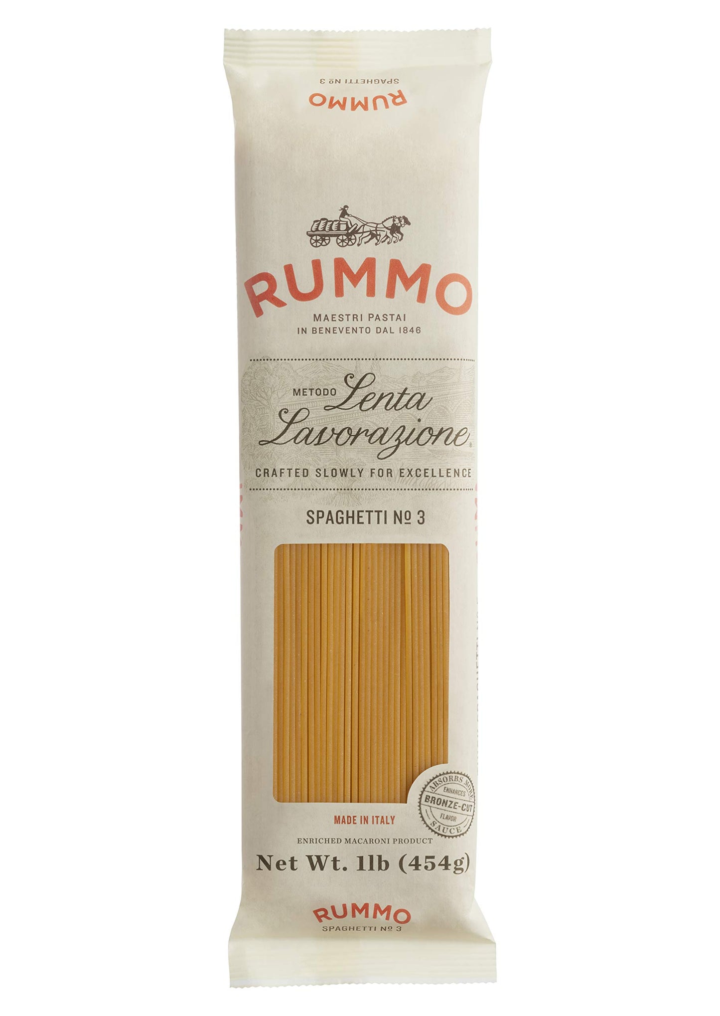 Rummo Spaghetti Pasta N.3 - Spaghetti Pasta Noodles, Durum Wheat Pasta, Thin Spaghetti Noodles, Italian Pasta, Dry Pasta - 16 Ounce (Pack Of 1)