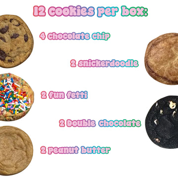 Yaya'S Cookies - Bakery Fresh Gourmet Cookie Boxes - Assorted 12 Count (2 Lbs) - Chocolate Chip, Peanut Butter, Funfetti, Double