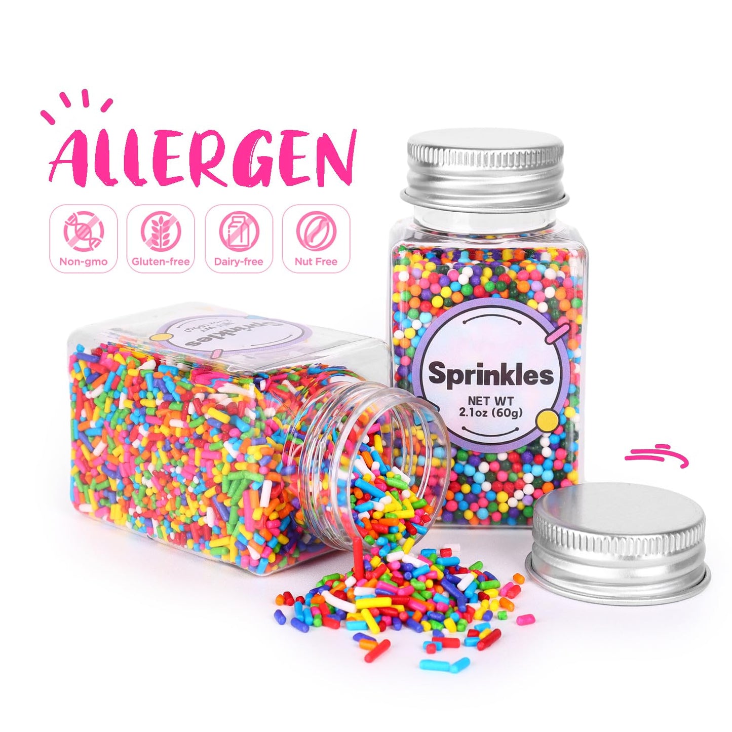 Rainbow Sprinkles, Confetti Sprinkles Bulk, Rainbow Sprinkles for Cake Decorating, Chocolate, Cupcake, Baking Sprinkles, and Ice