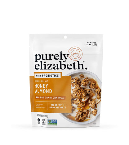 Purely Elizabeth Honey Almond + Probiotics Ancient Grain Granola, Gluten Free & Non-GMO, 8 Ounce(Pack of 6)