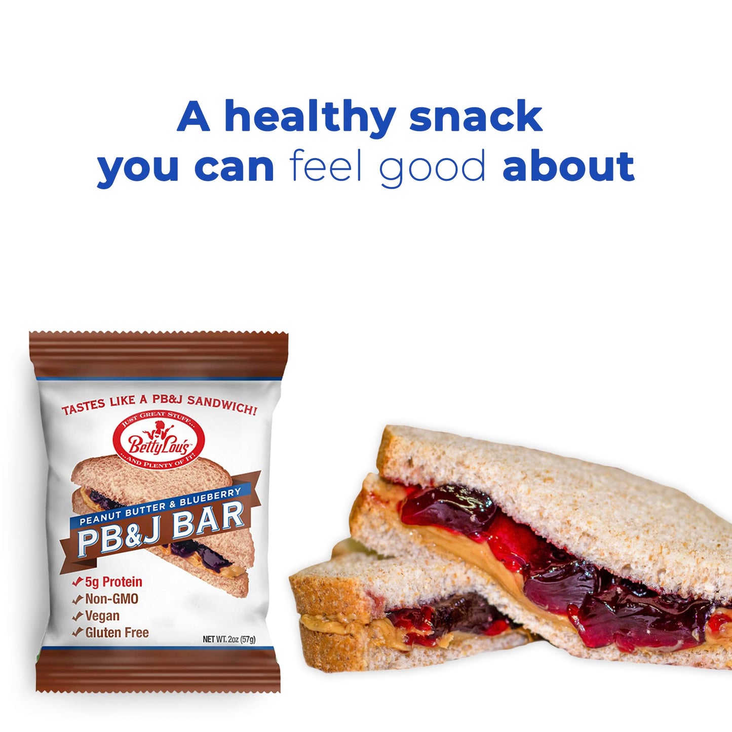 Betty Lou'S Pb&J Bars | Peanut Butter & Blueberry Snack Bars | Gluten Free, Vegan, Non Gmo | Deliciously Healthy Snacks | Indivi