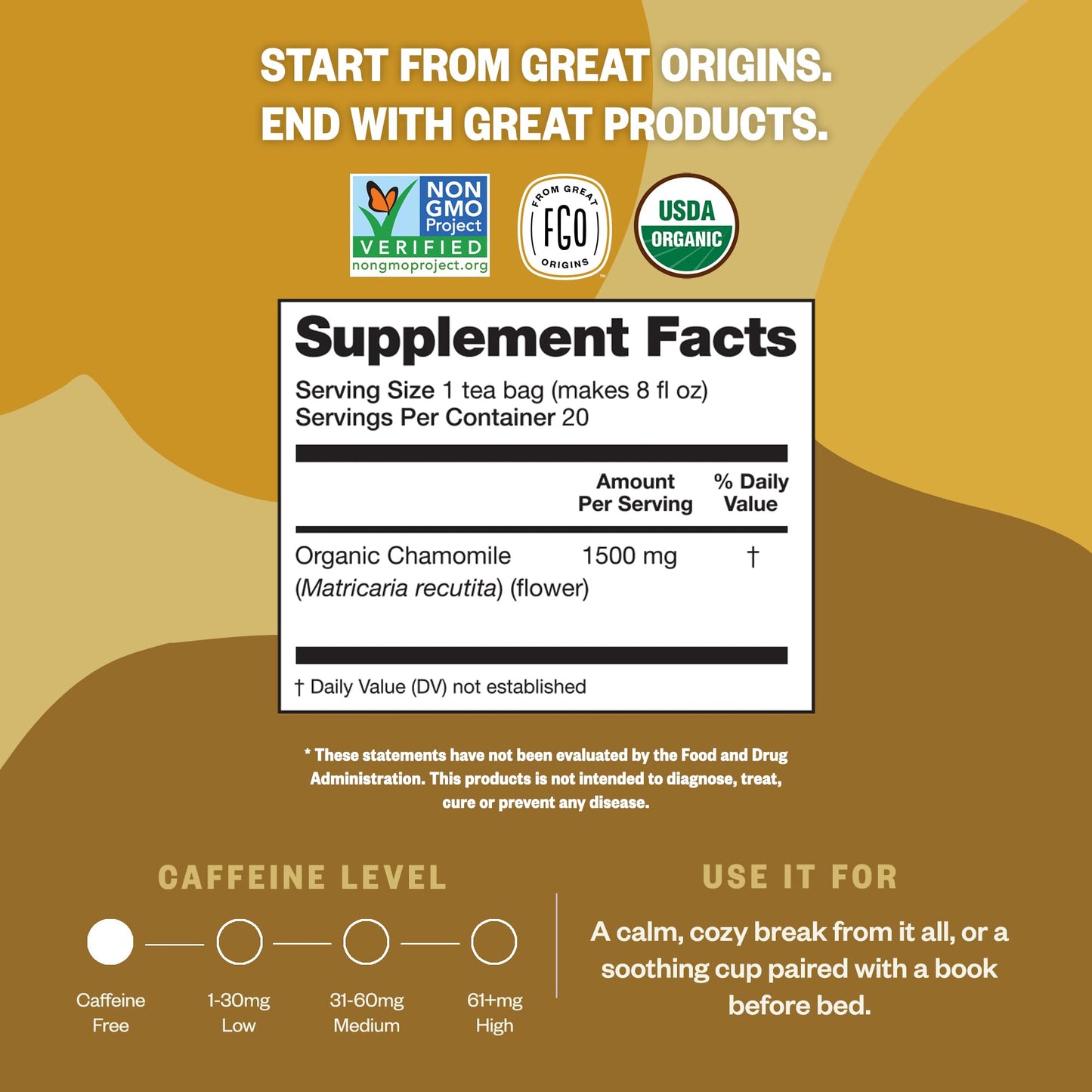 Fgo Organic Chamomile Tea, Eco-Conscious Tea Bags, 100 Count, Packaging May Vary (Pack Of 1)