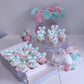 Cyodoos 40Pcs Edible Blue Bowknot Cupcake Toppers Wafer Paper Bowknot Cake Dessert Picks Baby Shower Princess Cupcake Toppers Fo