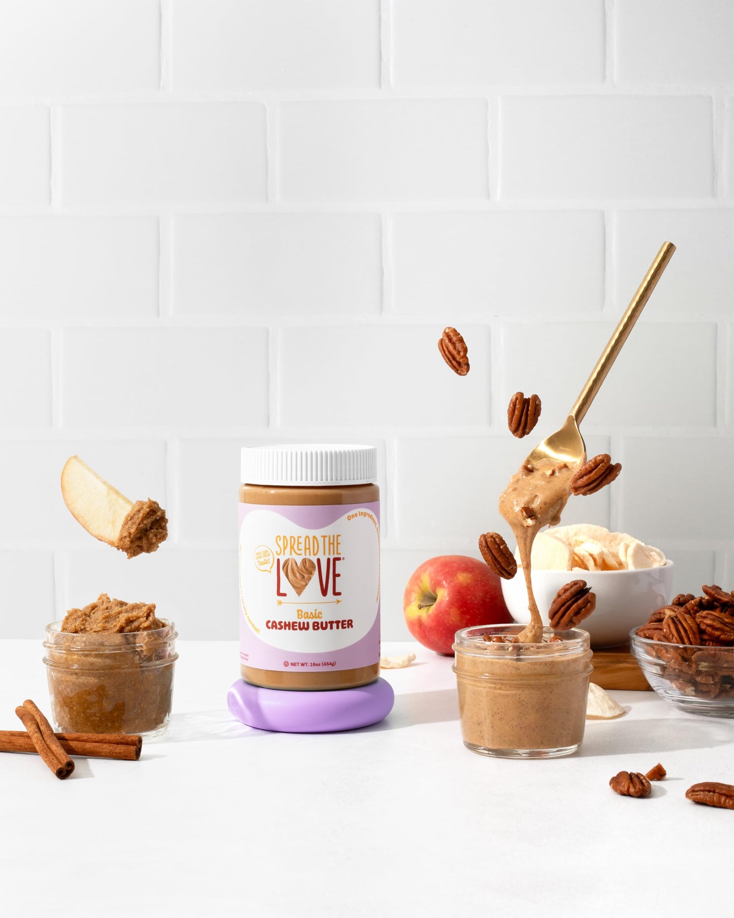 Spread The Love Basic Cashew Butter - All-Natural, Vegan, Gluten-Free, No Added Sugar, No Added Salt, Healthy Snack, Keto, No Gmos - 16 Oz.