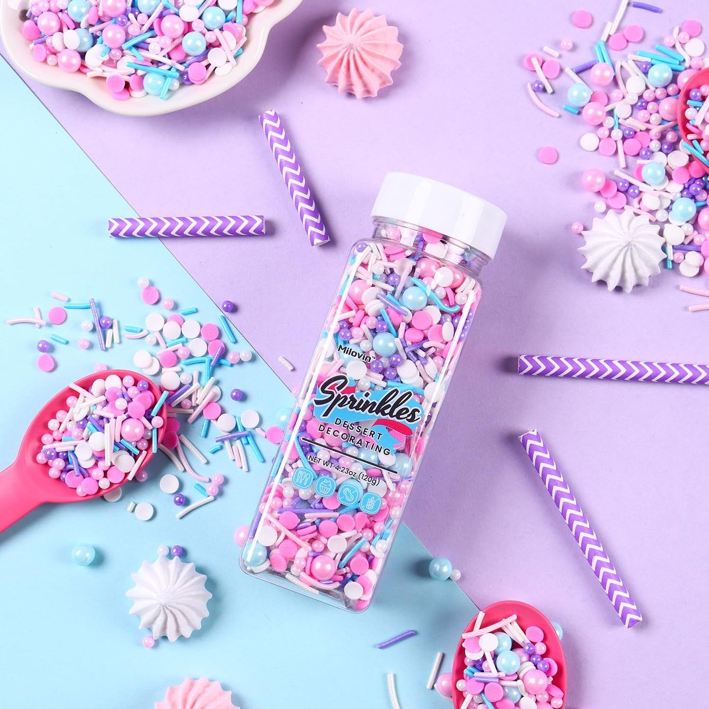 Edible Pink Sprinkle For Cake Decorating, Pink Blue Pearl Sprinkles, Jimmy Sprinkles, Perfect For Baking, Cake, Cupcakes, Macaro