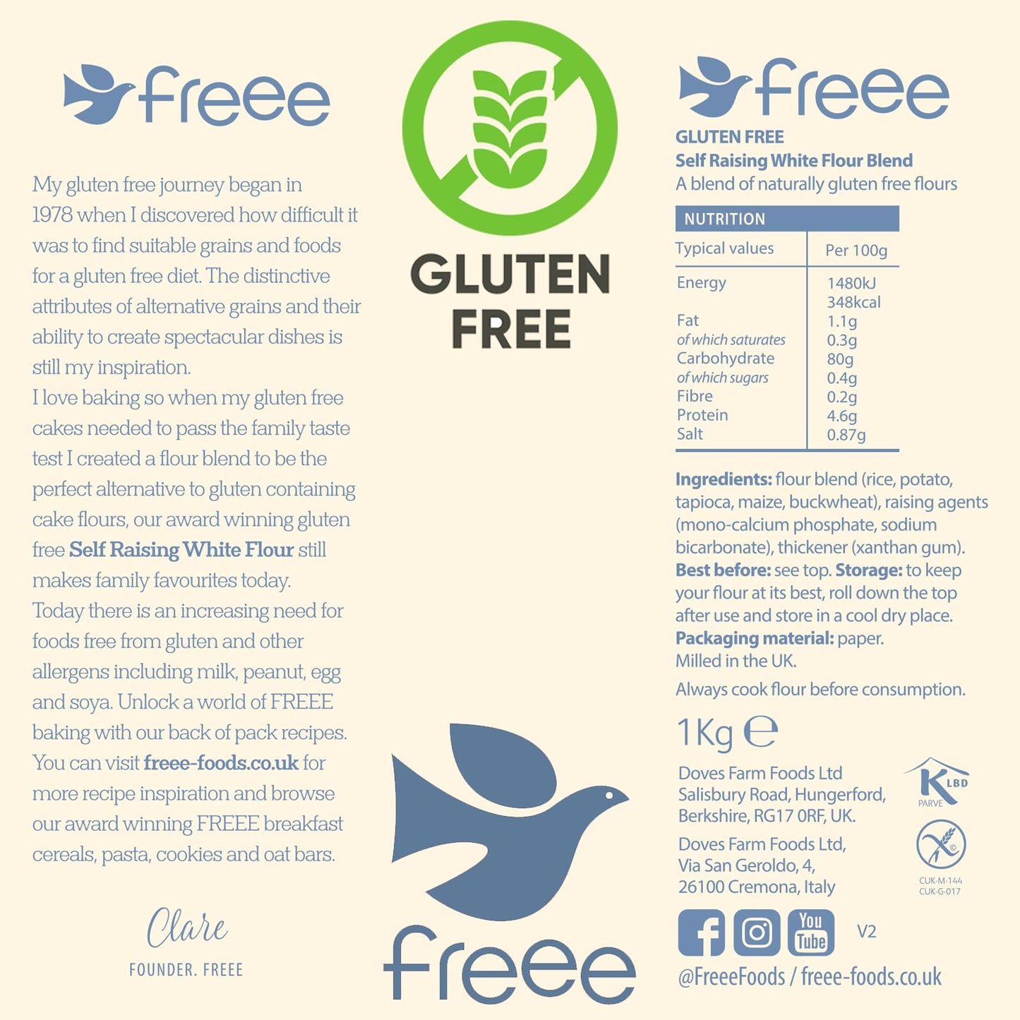 Freee Gluten Free Self Raising White Flour | All Purpose Flour | For Cakes, Muffins & Pancakes Baking | Imported From Uk | Bakin