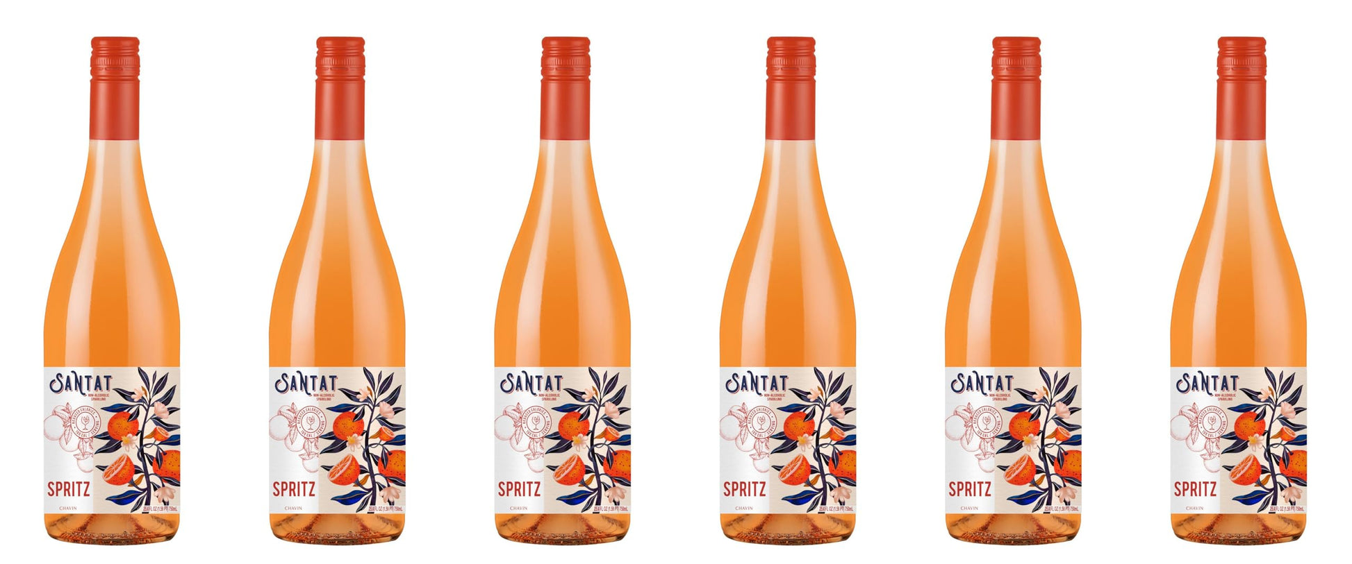 Santat Spritz Sparkling Orange Bitter Apéritif Non-Alcoholic 750ml Pack of 6 Imported from France