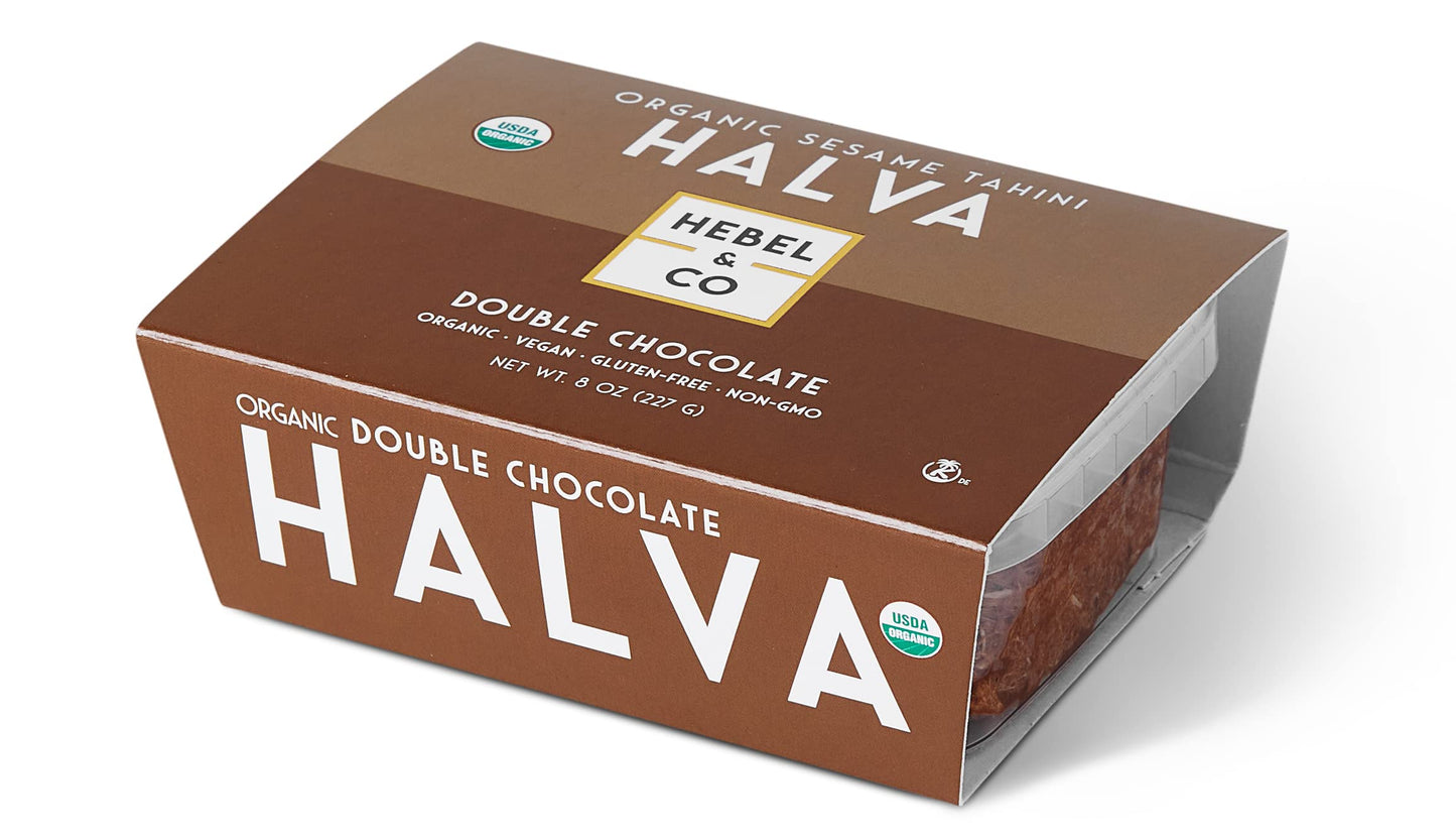 HEBEL & CO Double Chocolate Halva - USDA Organic, Gluten Free, Kosher, Vegan - 8 oz