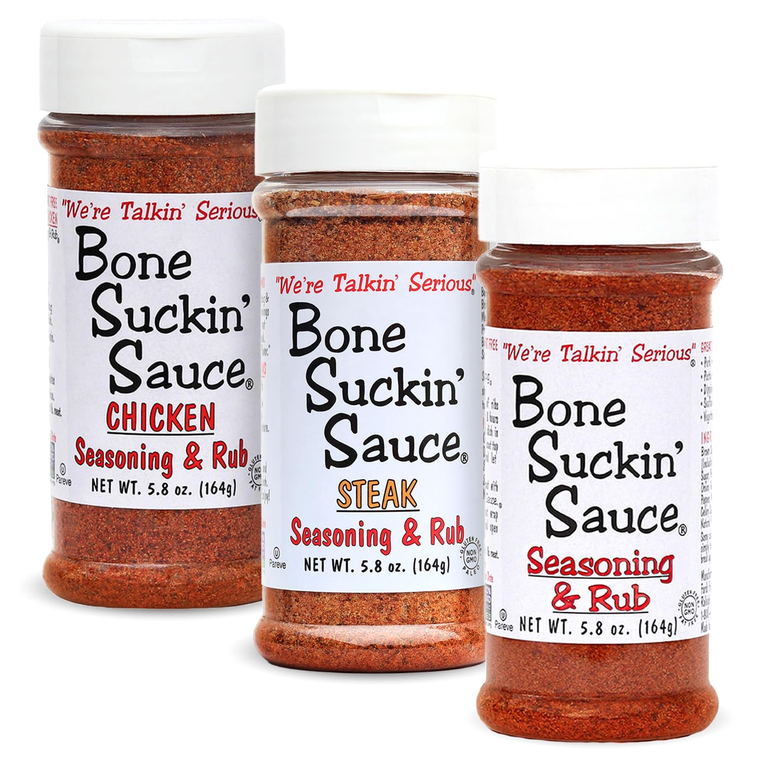 Bone Suckin  Seasoning & Rub Variety, Original, Steak, Chicken - Non-GMO, Gluten-Free, Fat Free, Kosher, Pareve, No Anti Caking