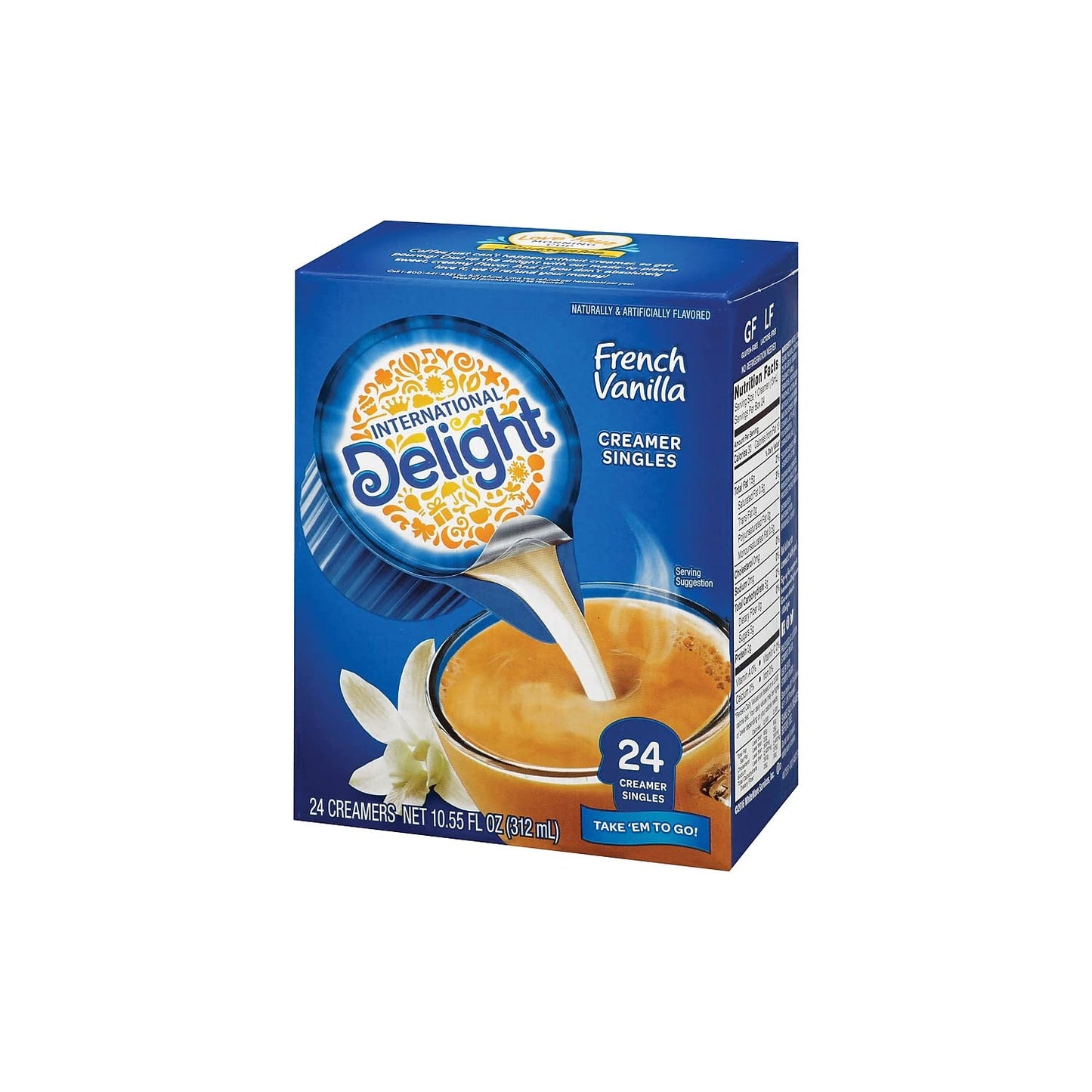 International Delight 100681 Liquid Non-Dairy Coffee Creamer, French Vanilla, 0.4375 Oz Cup, 24/Box