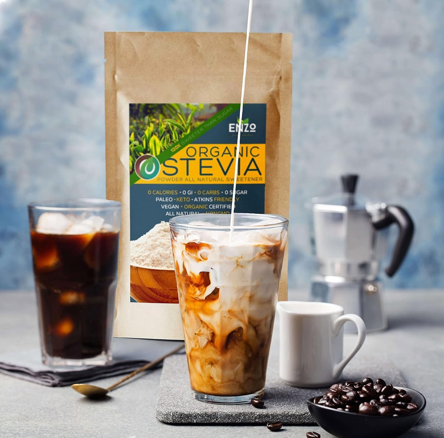 Easy Use Organic Stevia Powder 200G (7.05Oz / 1600 Servings) All Natural Alternative Sweetener 12 X Sweeter Than Processed Sugar